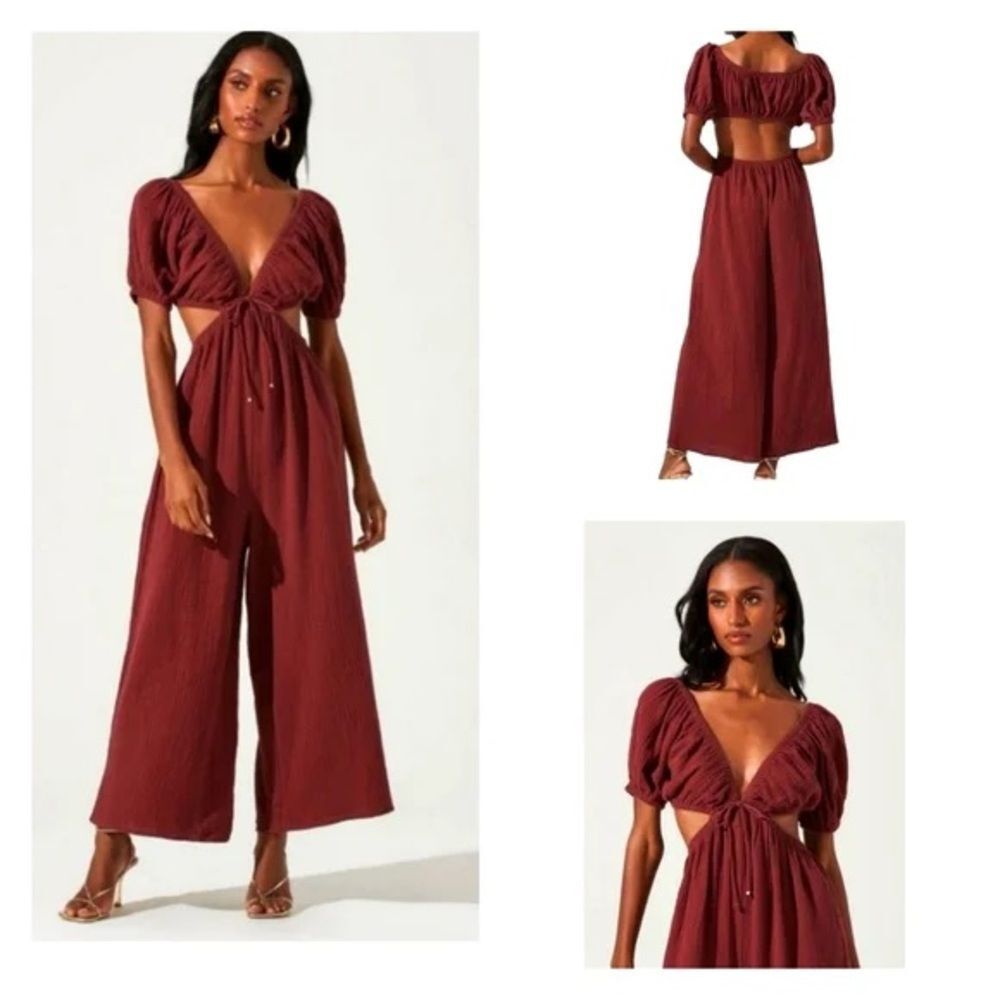 Astr Burgundy Jumpsuit